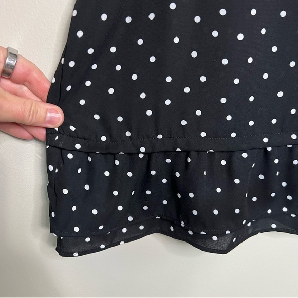Elle Black and White Polka Dot Peplum Tank Top Blouse size XL - Picture 3 of 9